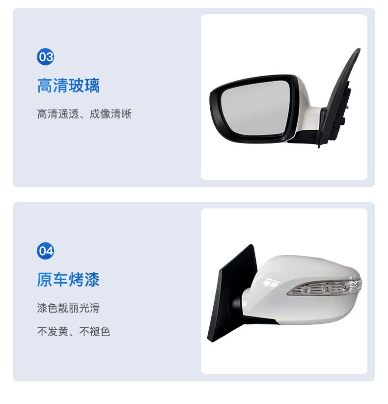 Suitable for 10-17 Models of Hyundai Ix35 Rearview Mirror Assembly with Lights, Folding, Same Model as Original Car Rearview Mirror Assembly