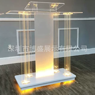 【现货】双人加宽加长版亚克力讲台 婚礼晏会商业LED发光演讲台