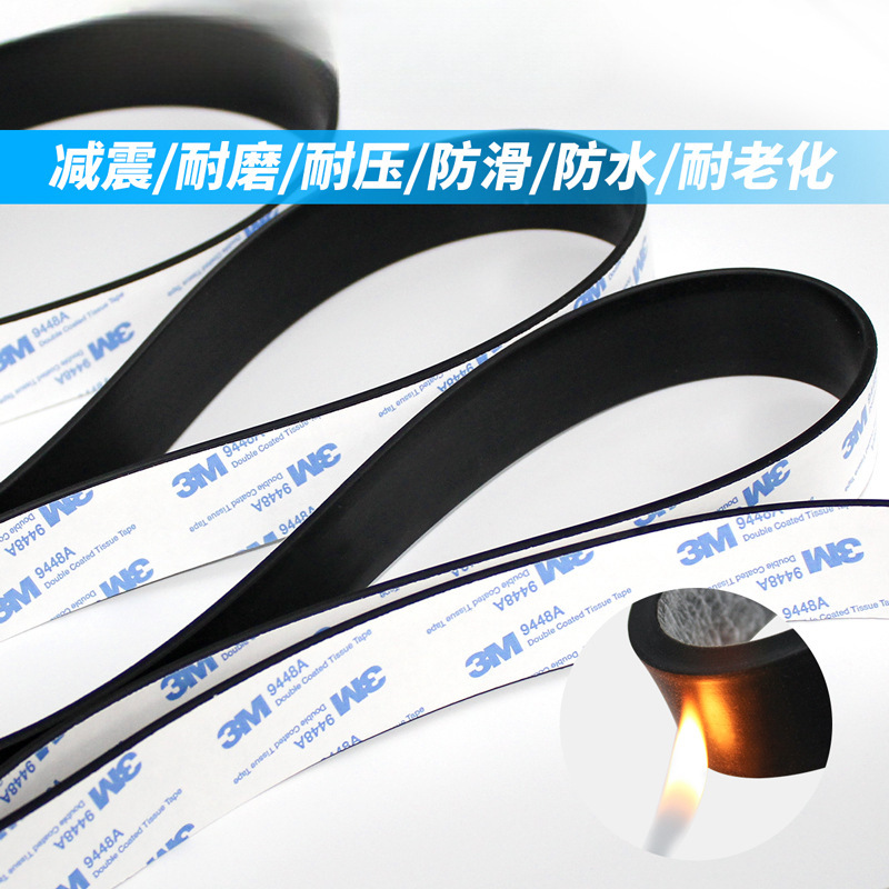 3M negro tira de silicona autoadhesiva tira plana tira cuadrada tira de sellado de goma amortiguador antideslizante impermeable resistente al desgaste resistente a altas temperaturas protección ambiental