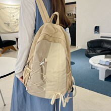 新款拼色软双肩包褶皱感材质防水户外登山包休闲运动包学生书包潮