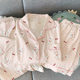Dummy puppy wave point powder cute wrinkled cloth pajamas ladies summer sweet home clothes short sleeve three-piece set real shot wholesale