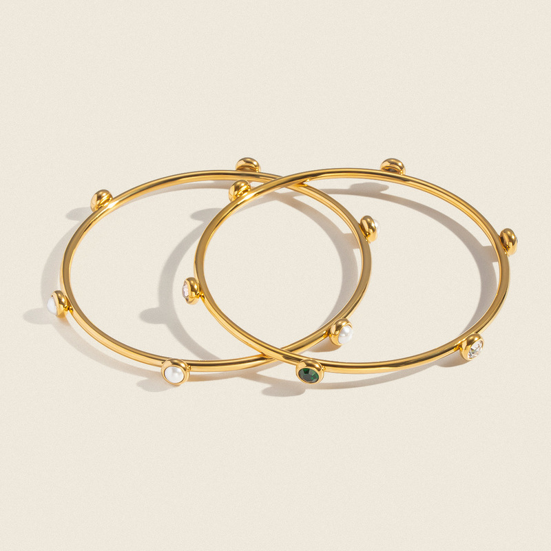 Xia Ling Cross-Border Best-Selling Pearl Zircon Ring Bracelet, Stainless Steel Vacuum Electroplated 18K Gold Fashion Hot-Selling Jewelry Xia Ling Cross-Border Best-Selling Pearl Zircon Ring Bracelet, Stainless Steel Vacuum Electroplated 18K Gold Fashion Hot-Selling Jewelry