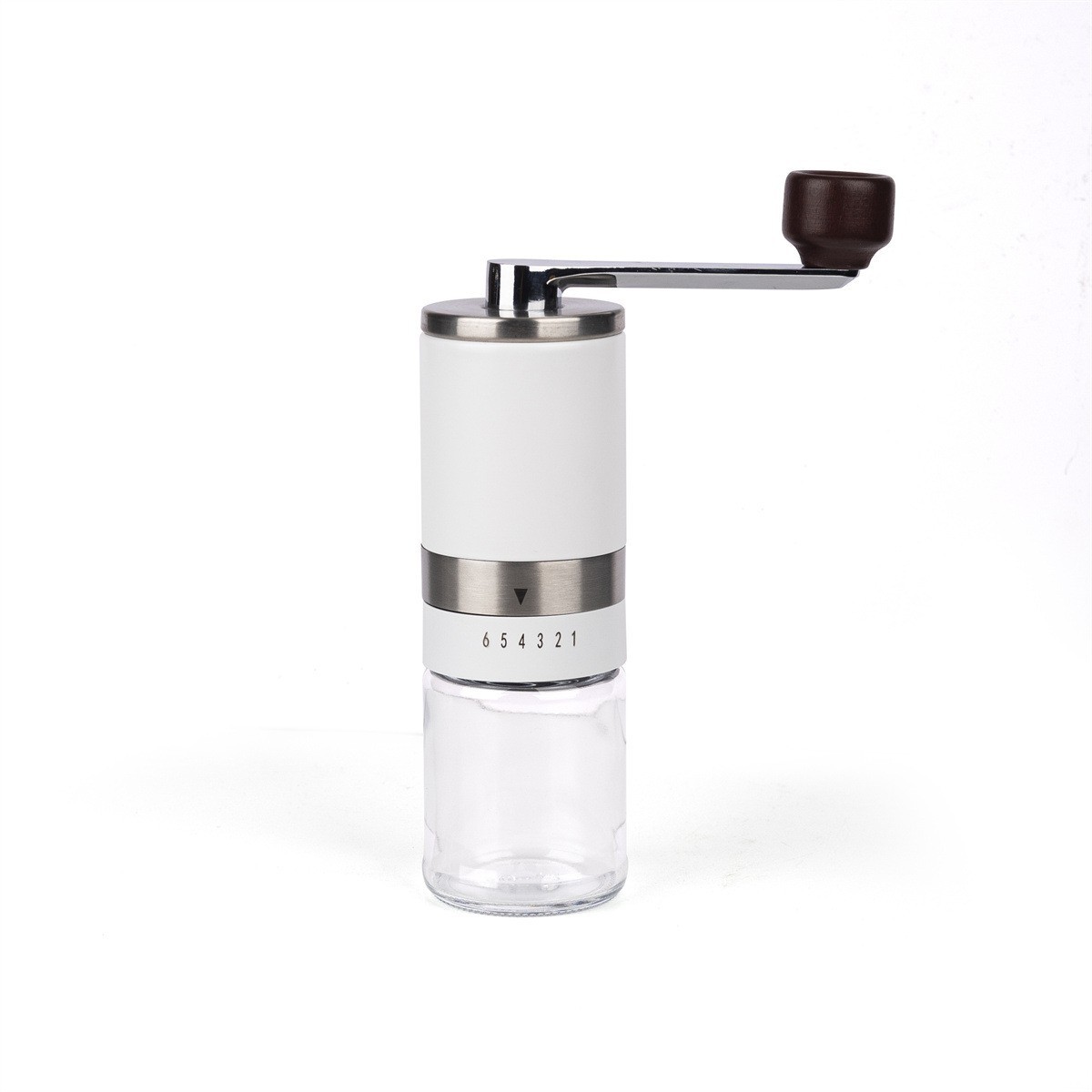 SW-114 Molinillo de Café Manual de 6 Velocidades con Ajuste Externo de Acero Inoxidable Blanco