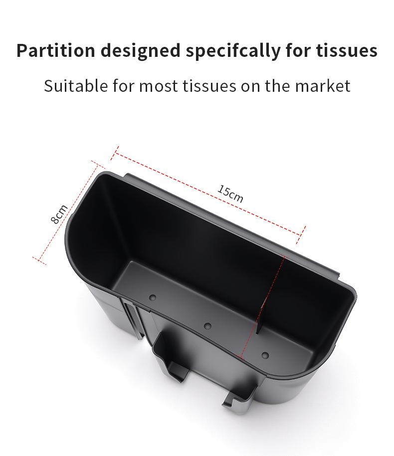 Car rear seat headrest side storage box, plastic thickened snap-on design, 2-in-1 tissue box with cup holder