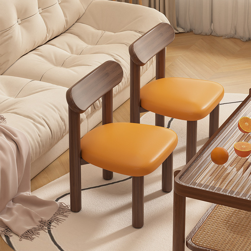 Solid Wood Stool for Home Use, Low Stool for Living Room, Small Sitting Stool, Coffee Table Stool, Cute Student Chair with Backrest, Wooden Soft Cushion Square Stool