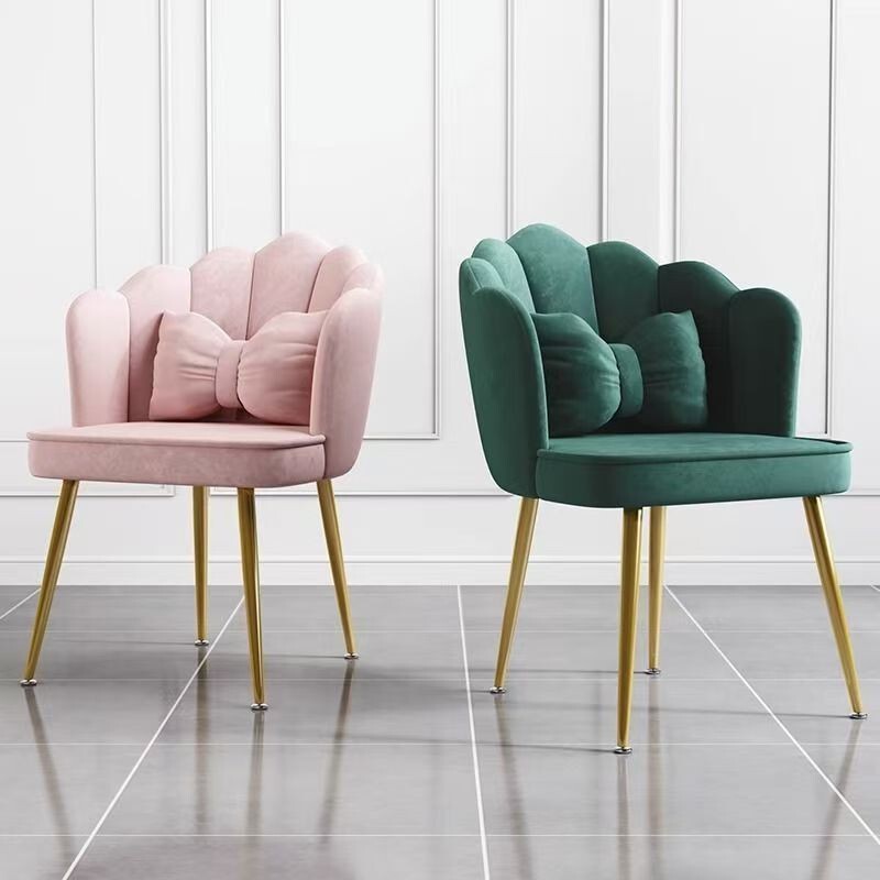 Computer Chair, Home-Use Solid Wood Dining Chair, Simple and Comfortable for Long Sitting, Study Desk Chair with Backrest, Girls' Bedroom Vanity Chair