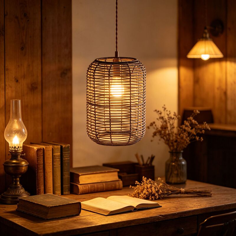 Nordic Style Imitation Rattan Pendant Lampshade, Handmade Rattan Art Lampshade, Restaurant, Study, Bedroom, B&B Atmosphere Decorative Lighting Fixtures Nordic Style Imitation Rattan Pendant Lampshade, Handmade Rattan Art Lampshade, Restaurant, Study, Bedroom, B&B Atmosphere Decorative Lighting Fixtures