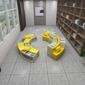 图书馆书柜一体沙发 创意孤形书架 绘本馆培训中心早教机构家具厂