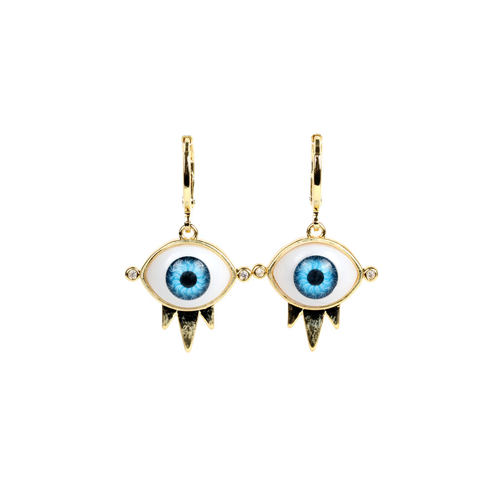Punk Devil Eyes Diamond Copper Necklace Earrings Set Jewelrypicture6