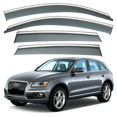 Suitable for Audi Q5 Coupe Window Rain Visor Audi Q5 E-Tron Window Visor (Rain shield) - standard-packaging-without-logo-global-audi-q5-mk1-8r-2008-2017-with-bright-strips-rain-shield
