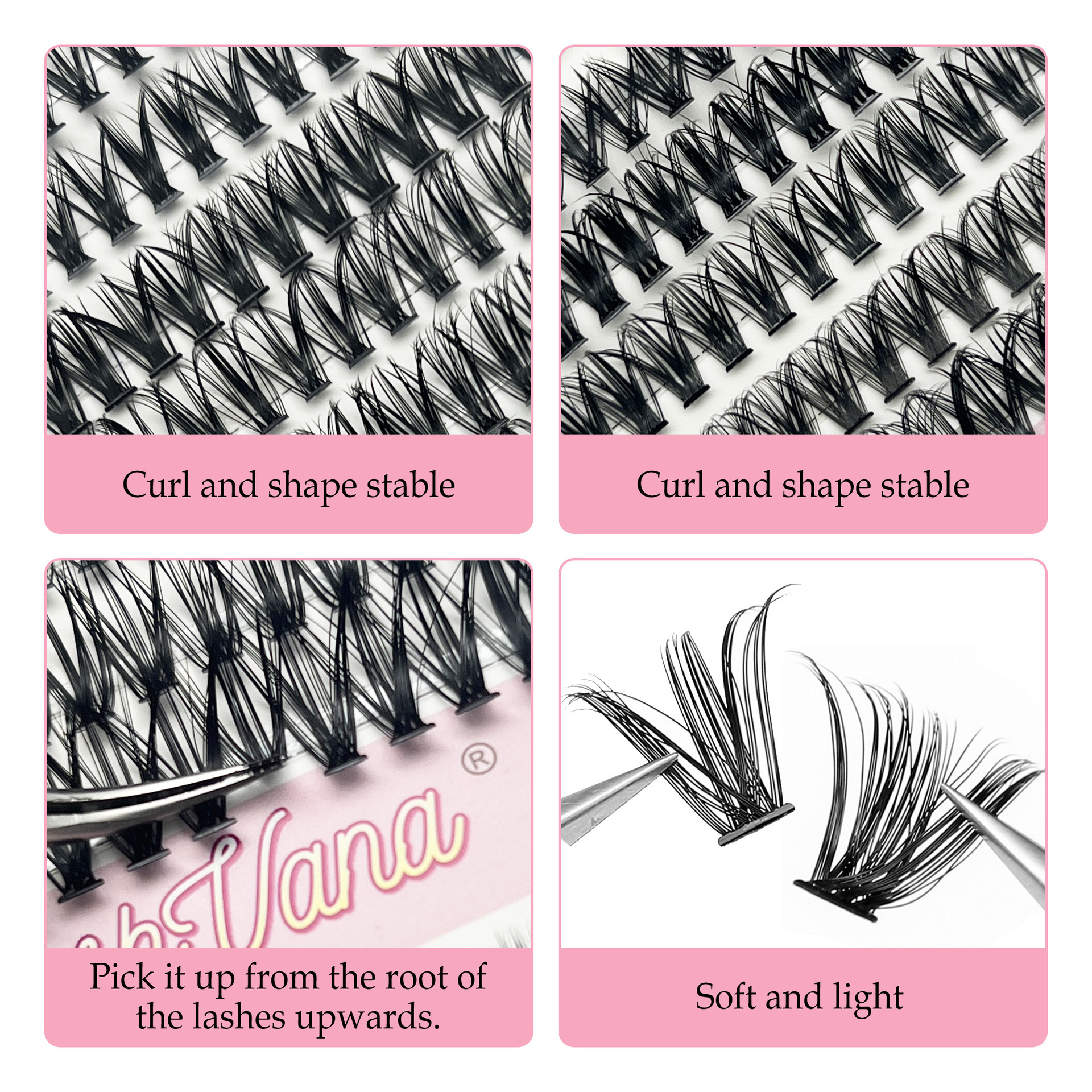 Lashes kit pestañas europeas y americanas transfronterizas de gran capacidad pestañas postizas gruesas rizadas de un solo racimo pestañas postizas planas al por mayor