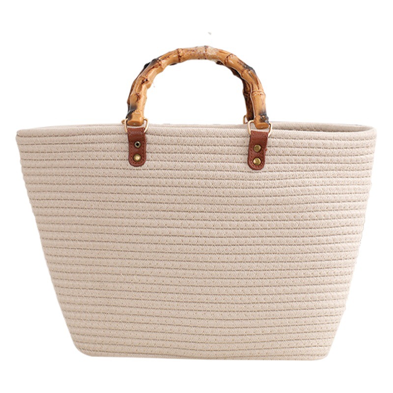 Cuerda bolso de algodón tejido de verano de gran capacidad bolso tejido bolso de rayas sin tirantes de las mujeres bolso tejido