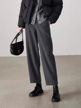 原版质量冬新款时尚百搭加厚保暖通勤斜纹休闲毛呢哈伦裤子女