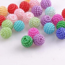 糖果色穿孔杨梅球散珠10-15mm树脂仿珍珠DIY饰品配件钻球树脂仿珠