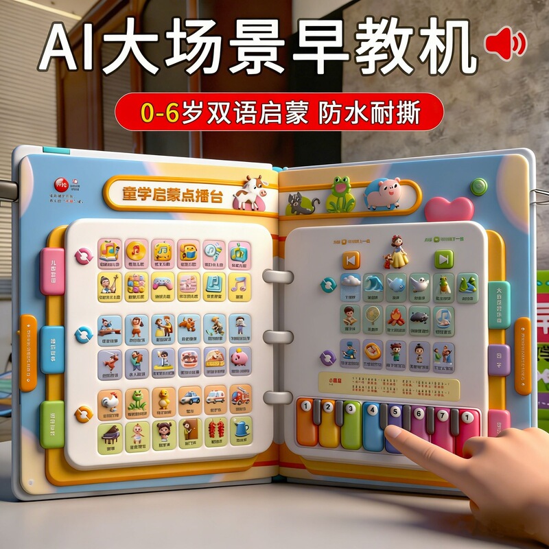 Talking AI Big Scene Early Education Book for 0-9 Year Olds, Enlightenment Reading and Sound Book, Children's Songs and Stories Toy Book 1