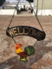 cast iron Coloured drawing cock Villa Garden Welcome Tag Decorative tag