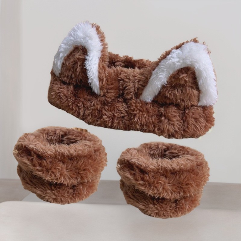 Transfronterizo cara lavado banda para el cabello correa para la muñeca Imitación Piel de conejo color sólido felpa impermeable banda para el cabello Amazon absorbente sudor-limpieza al por mayor