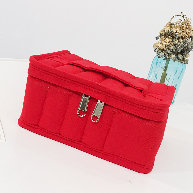 Nueva bolsa de cosméticos portátil de color puro con logotipo impreso, bolsa de cosméticos simple, bolsa de lápiz labial portátil de viaje transfronteriza, venta al por mayor