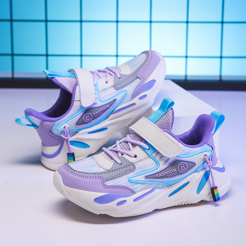 Children's shoes with double mesh surface, suitable for 6-12 years old, casual shoes for spring and autumn, breathable mesh shoes, versatile for girls, student sports shoes.