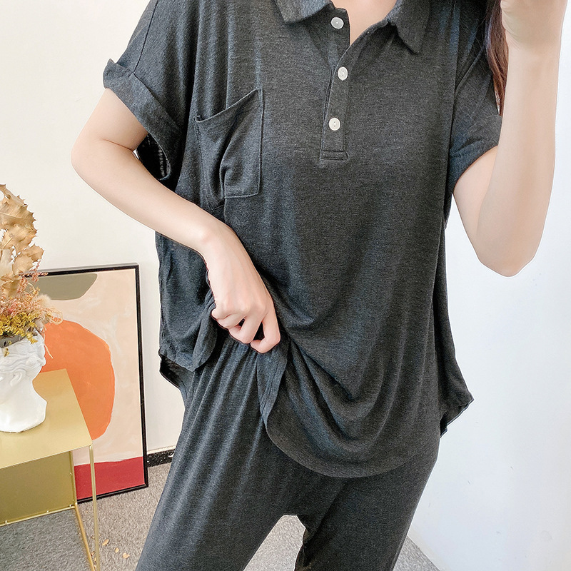 Summer 2020 New Modal Short-sleeved Trousers Home Wear Suit Fat Girls Thin Outwear Pajamas Two-piece Set
