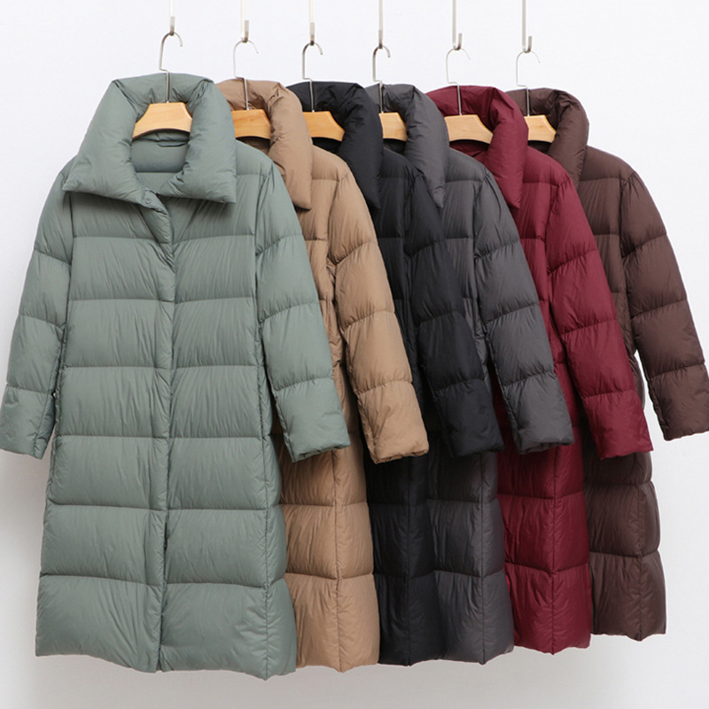Cross-border Autumn and Winter Mid-thick Down Jacket Women's Mid-length Knee-length Loose plus size Bread Jacket High Collar Warm Cross-border Autumn and Winter Mid-thick Down Jacket Women's Mid-length Knee-length Loose plus size Bread Jacket High Collar Warm