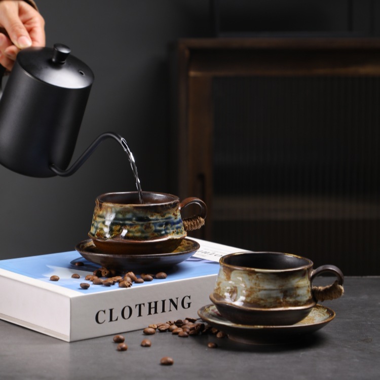 Ceramic Cup And Saucer Set Minimalist Creative Tea Coffee Mugs_voghion.com