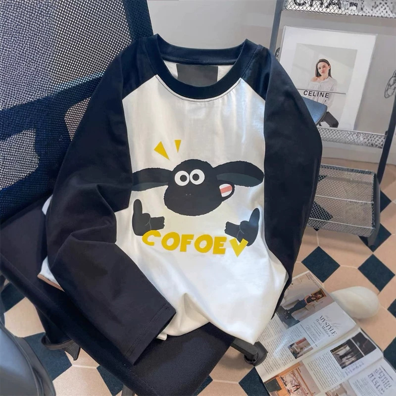 Light casual round-neck long-sleeve T-shirt for women, solid color top, loose fit with dropped shoulders, simple and durable, suitable for gatherings with friends Light casual round-neck long-sleeve T-shirt for women, solid color top, loose fit with dropped shoulders, simple and durable, suitable for gatherings with friends