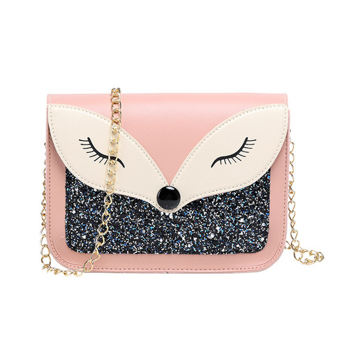 2019 summer new style flash fox head chain small square bag fashion trend crossbody mobile phone bag direct sale