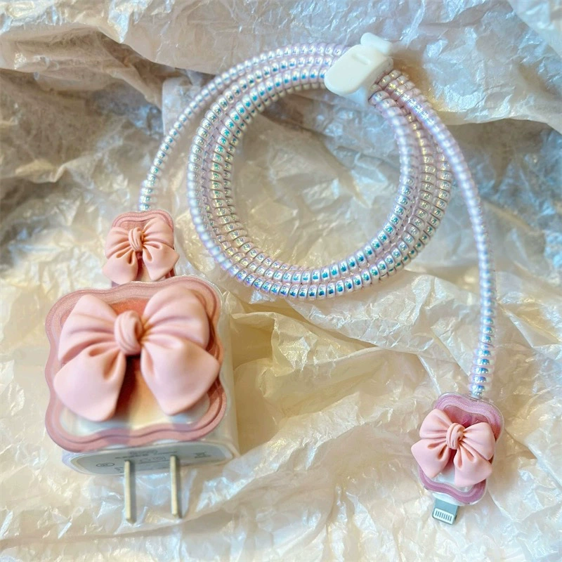 Розовый лук подходит для Apple 20w защитный чехол 18w зарядное устройство защитная оболочка анти-царапин наклейка