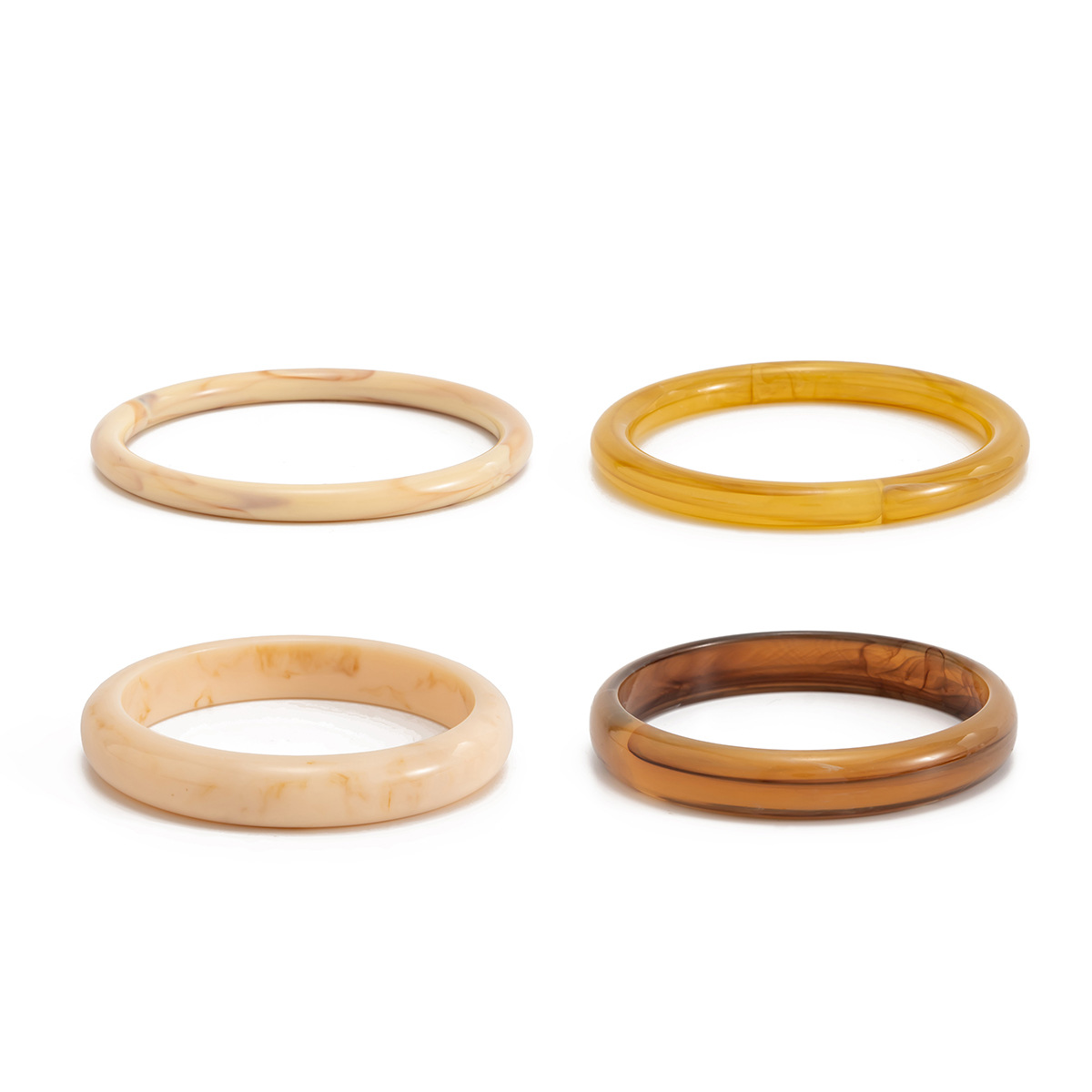 European and American Cross-border Fashion Color Gradient Resin Stacking Bracelets Vintage INS Style Arc-shaped Polished Closed Bangle Bracelets
