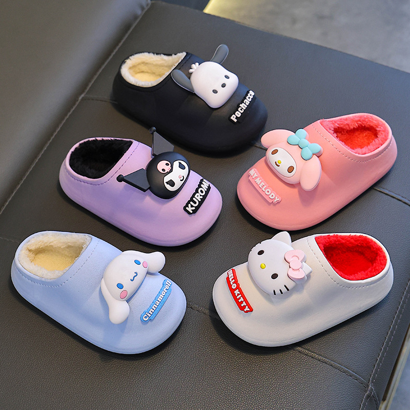 Sanliou zapatillas de algodón de invierno para niños impermeables y cálidas, bolsas de algodón anti-deslizante, bolsas de bebés de lana, zapatillas de algodón para hombres y mujeres