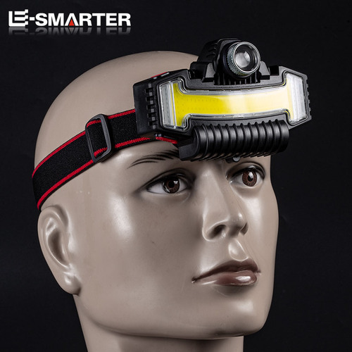 New cross-border zoom long-range multi-LED+COB strong light headlight with built-in lithium battery USB rechargeable mini work light