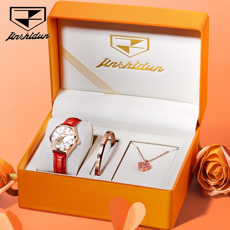 Dropshipping Jinshidun Brand Watches, Fully Automatic Mechanical Watches, Wholesale Tiktok Hot-Selling Women's Watches, Trendy Style