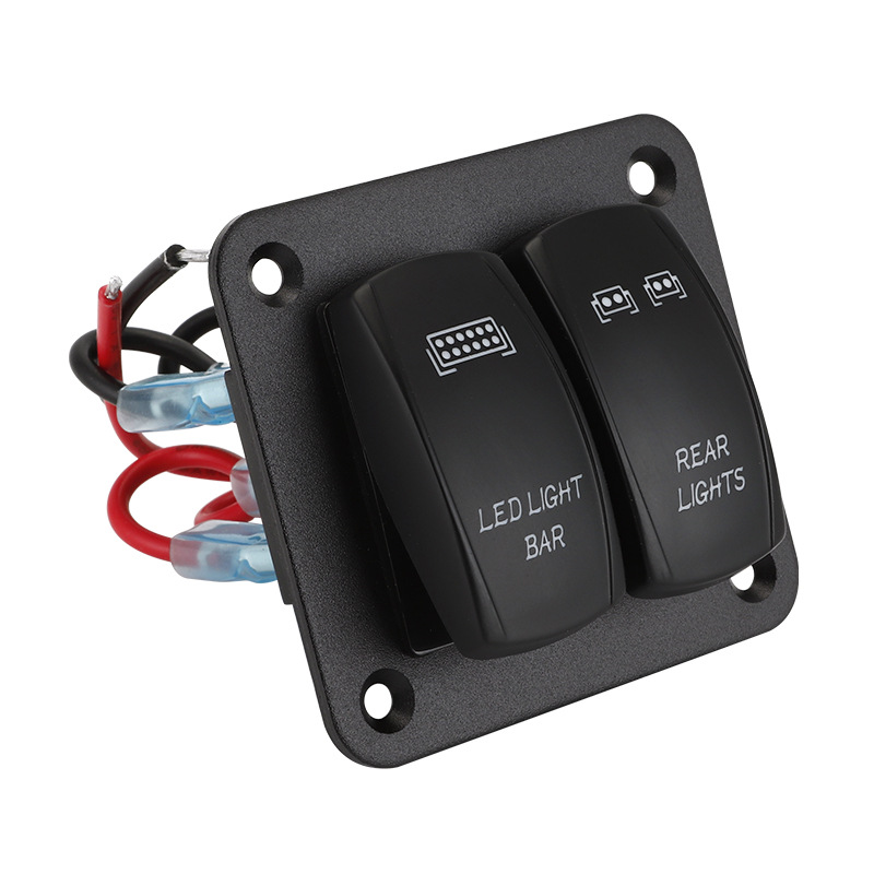 12V/20A翘板开关房车汽车游艇改装2位船型开关组合面板ON-OFF双灯