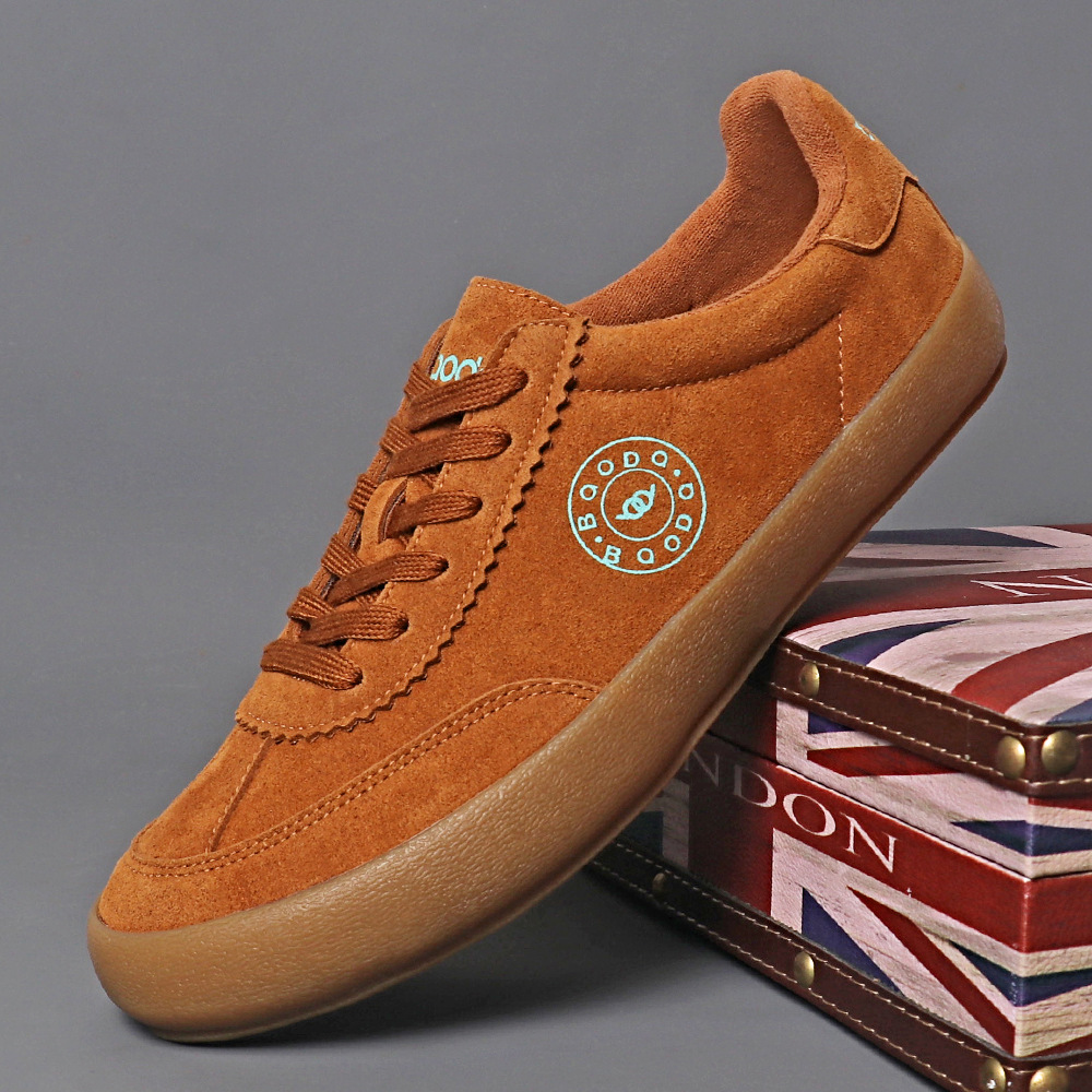 Autumn New Men's Shoes Suede Casual Sneakers Fashionable and Versatile Soft-Soled Men's Shoes Low-Cut Lace-Up Lightweight and Wear-Resistant Men's Shoes