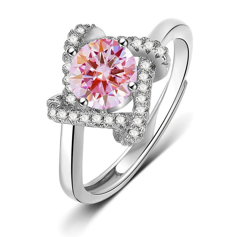 Горячий предпродажный стиль нового витка Four-leaf Crocodile Lucky Grass One Carat Imitation Moissanite Ring для женщин, доставка в одну штуку