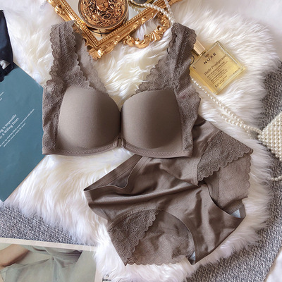 Caliente 6319 Luz de madera de algodón frente hebilla ropa interior sin costuras inalámbrico pequeño pecho empuja hacia arriba el sujetador desnudo sexy Sujetador de encaje