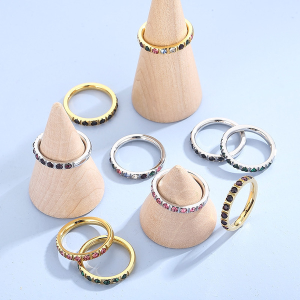 fashionable brand retro ring with stone stainless steel with zircon