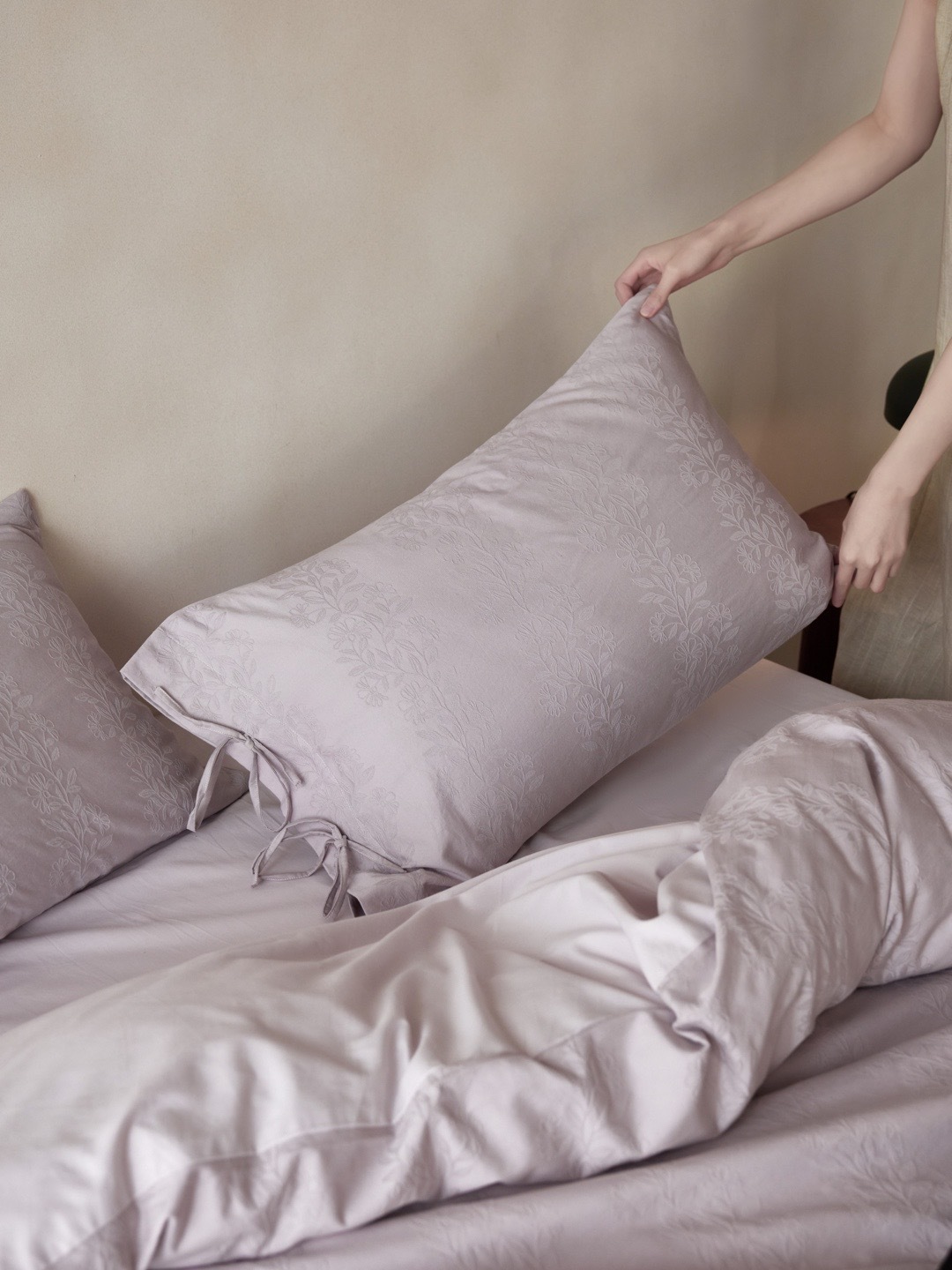 Parure de lit en coton jacquard style scandinave housse couette_voghion.com