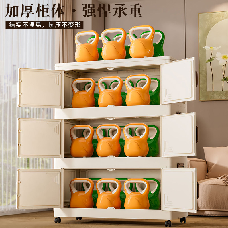 Armario de almacenamiento, armario de almacenamiento plegable, sala de estar doméstica, armario de almacenamiento de instalación gratuita, armario de juguetes para niños, armario de almacenamiento de plástico para artículos diversos