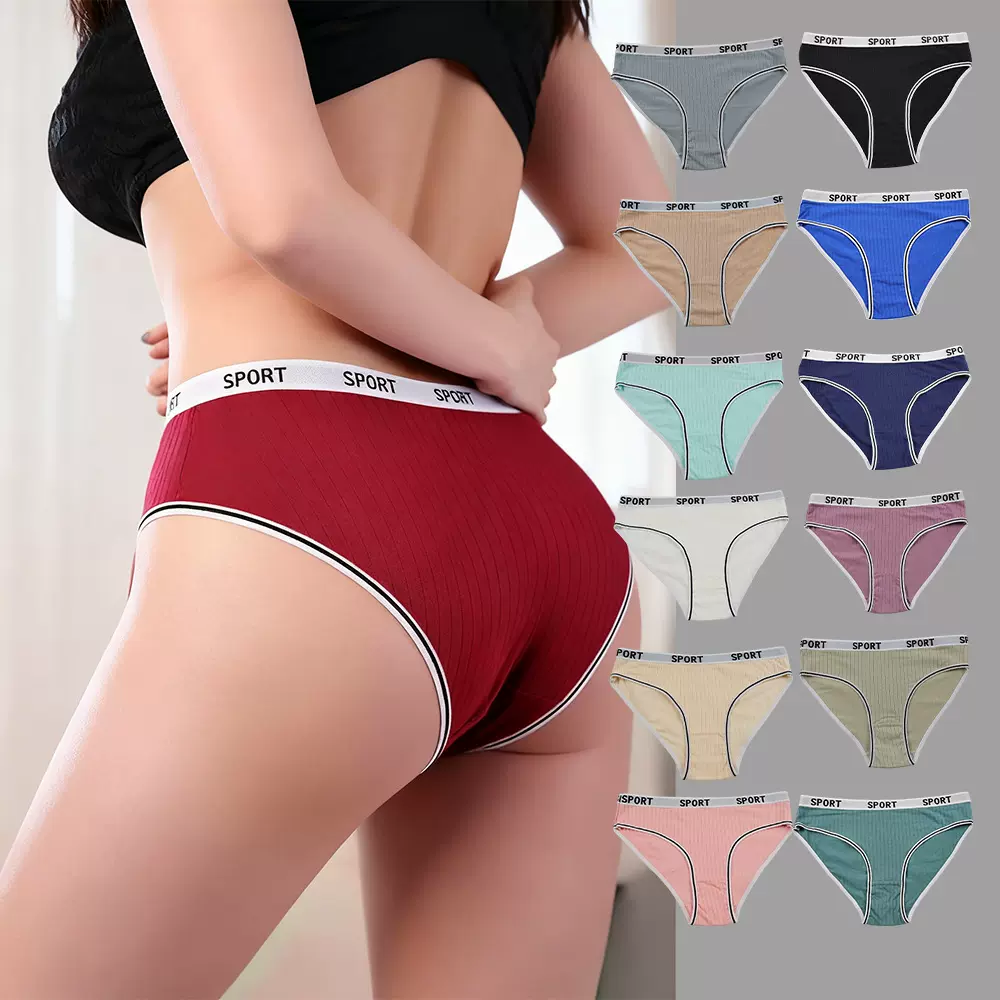 Трусики亚马逊跨境女士内裤40支抽针纯棉内裤女运动三角裤