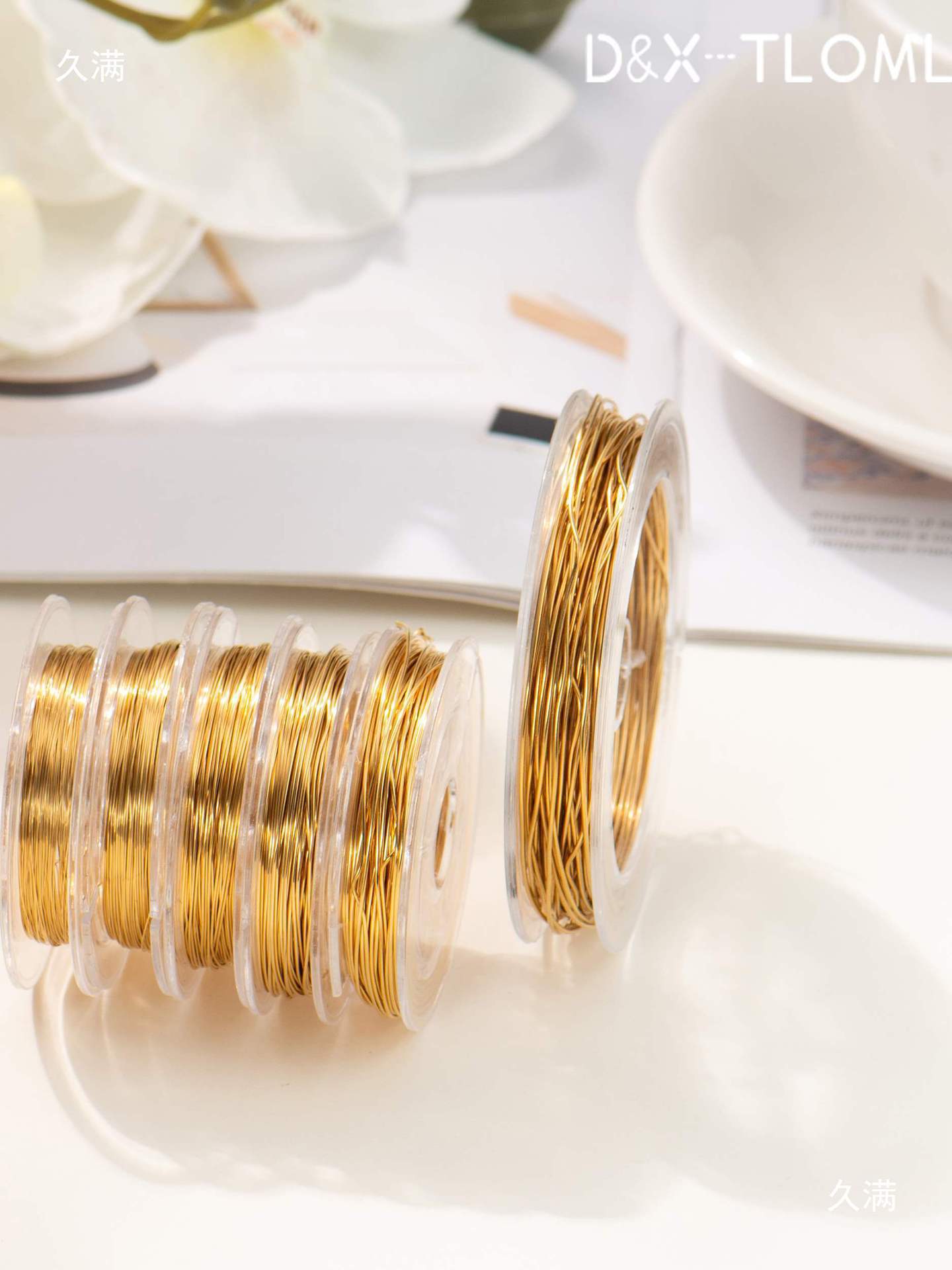 东夏饰品 316钛钢满天星缠花绕线金丝软线 炉内电镀18K金半硬线