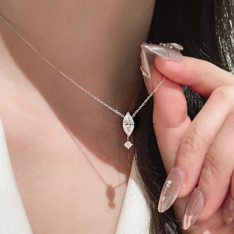 Xiaohongshu セイコー S925 スターリングシルバーネックレス女性用 5A 高炭素ダイヤモンドジルコン鎖骨チェーンマーメイドティアプル調整|undefined