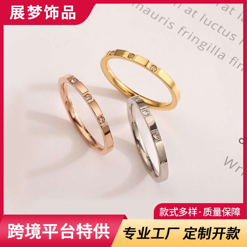 Ring Women's Diamond Ring Women's Japanese and Korean Style Simple Personality Retro Diamond Style Amazon wish