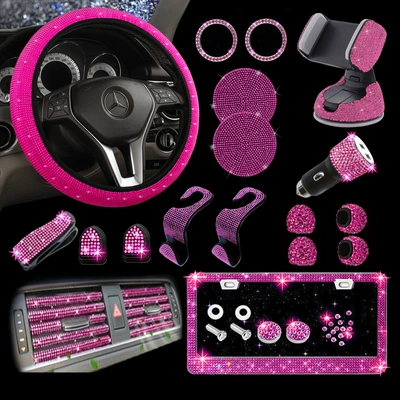 Steering wheel cover – Car Steering Wheel Cover, Non-Slip, Comfortable - all-rose-red-38cm