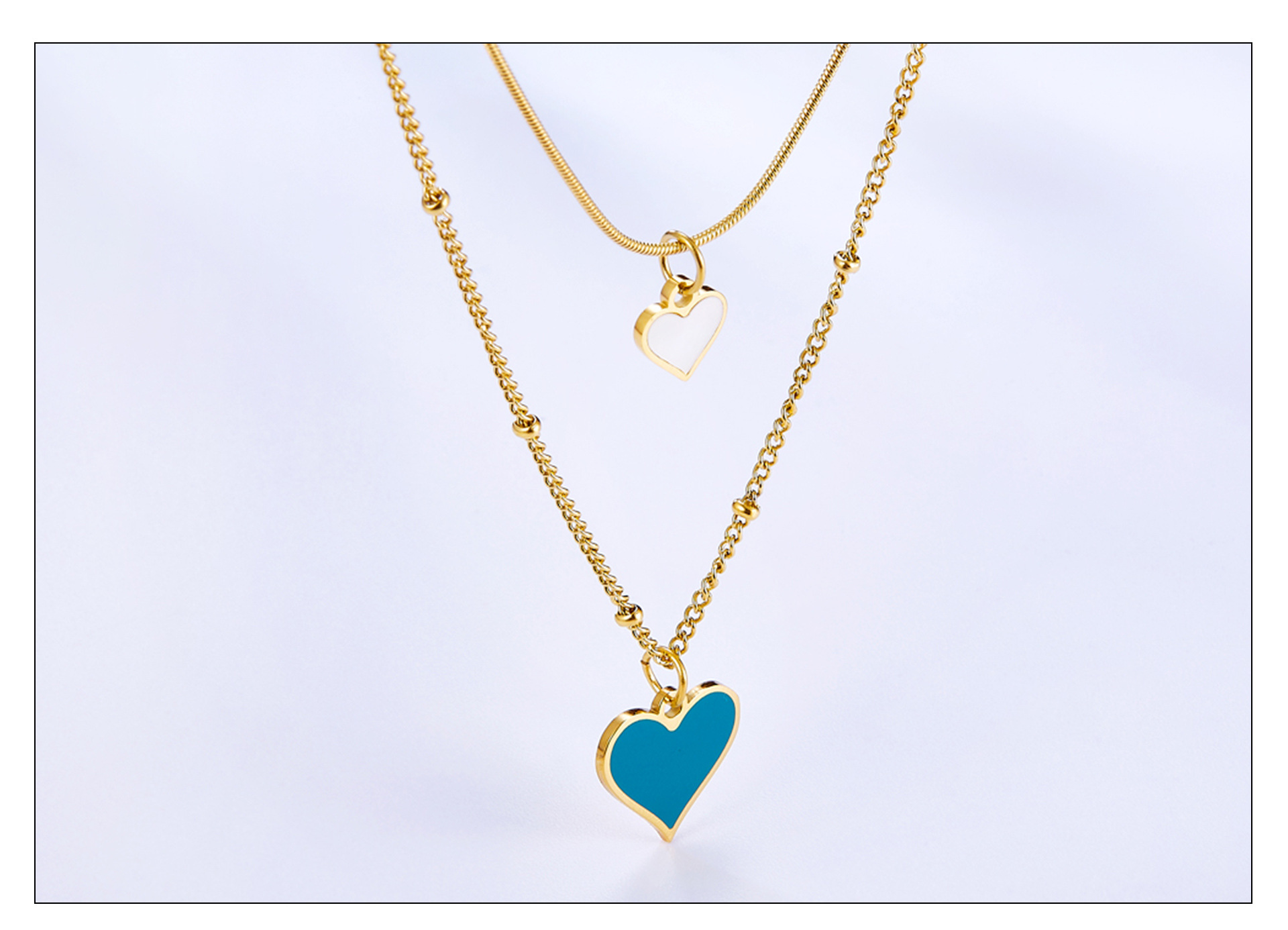 Fashion Heart Shape Stainless Steel Plating Layered Necklaces 1 Piece
