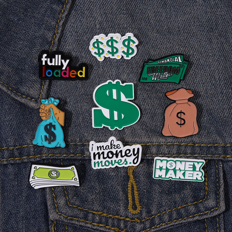 Fashion Pin Letter Dollar Alloy Plating Unisex Brooches display picture 3