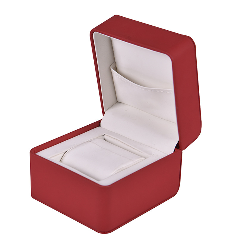 厂家直销高档定制pu皮革表盒红色皮革表盒