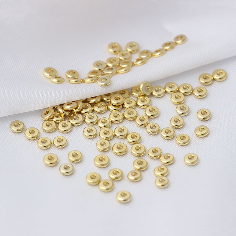 Solid Color Pattern 10 PCS/Package Diameter 3mm Diameter 4mm Diameter 5mm Copper 18K Gold Plated Solid Color Polished Spacer Bars