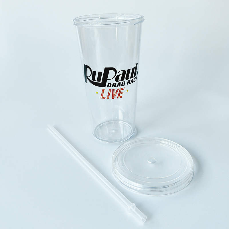Fábrica directa 24oz taza de paja de plástico publicidad creativa taza de agua regalo promocional 680ML taza transparente taza PS
